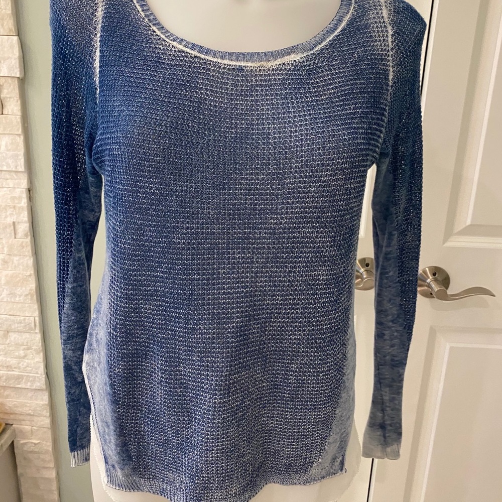 INC denimblue faded look”lightweight lined sweater